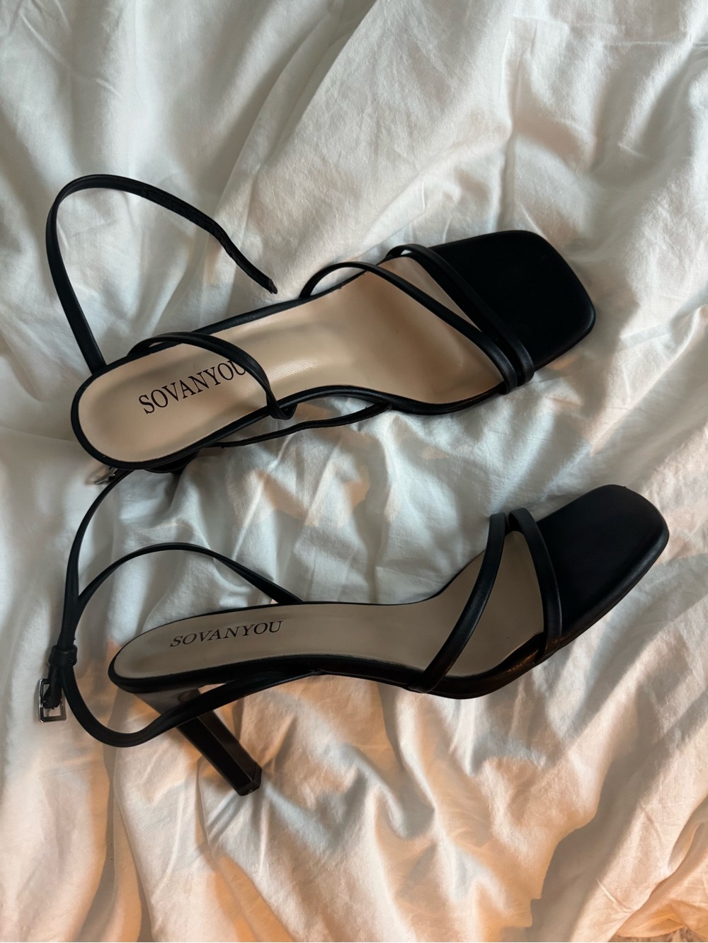 Black Strappy Heel Sandals